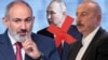 Никол Пашинян, Владимир Путин и Ильхам Алиев (слева направо). Коллаж