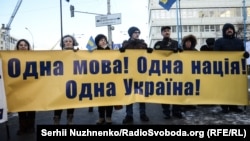 Пікет Конституційного суду України, який розглядає питання щодо конституційності «мовного закону» Ківалова-Колесніченка. Київ, 13 грудня 2016 року 
