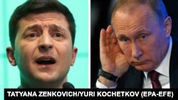 Президент Украины Владимир Зеленский (слева) и президент России Владимир Путин (комбинированное фото)