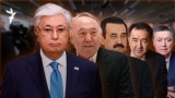 Kazakhstan – collage featuring Kassym-Jomart Tokayev, Nursultan Nazarbayev, Karim Massimov, Askar Mamin, and Bakytzhan Sagintayev — used as a cover image for an article on Pegasus, the spyware used for covert phone surveillance.