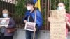 Români care protestează în fața Ambasadei Belarusului, duminică, 30 mai 2021