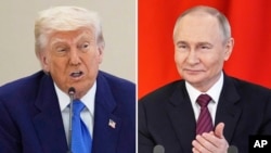 Президент США Дональд Трамп и президент РФ Владимир Путин, компилированное фото 