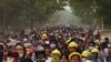 BURMA/MYANMAR - Protesters taking part in a demonstration against the military coup in Monywa, Sagaing region, March 29, 2021