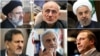 بالا از راست به چپ: حسن روحانی، مصطفی میرسلیم، ابراهیم رئیسی/ پایین از راست: محمدباقر قالیباف، مصطفی هاشمی‌طبا و اسحاق جهانگیری.
